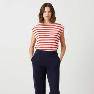 NoName Venice Cashmere knit Top sweater Red white striped Large
